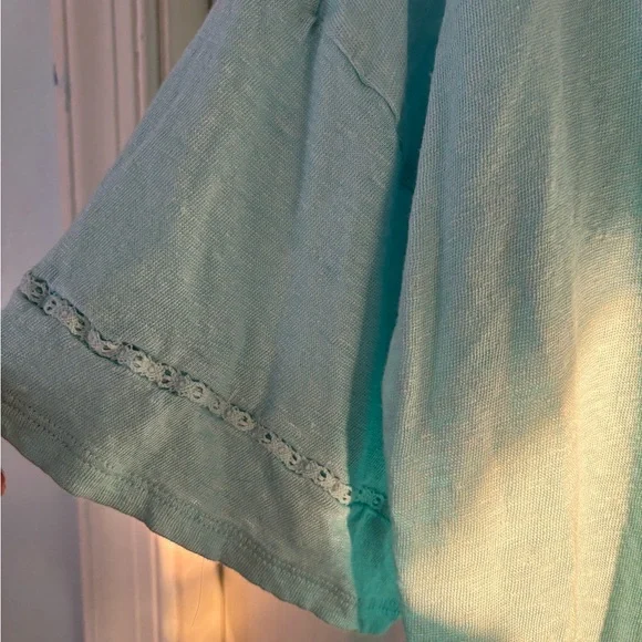 J. Jill Aqua V-Neck Short Sleeve Top - Picture 6 of 7